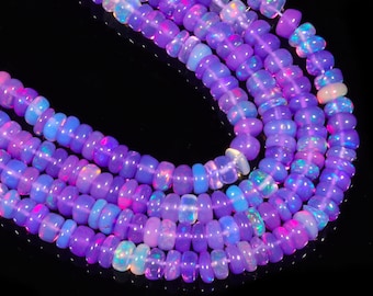 Natural Lavender Ethiopian Opal Rondelle Beads: AAA Grade Fire Opal (3-5mm)
