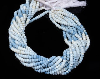 AAA+ Peruvian Blue Opal Faceted Rondelle Beads, 4mm