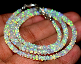 Ethiopian Opal Beads: AAA+ Smooth Rondelle Multi Fire Opal Gemstone (2-4.5 mm)