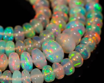 AAA Ethiopian Opal Rondelle Beads: Multi Fire Gemstone