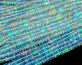 Ethiopian Opal Rondelle Beads: Rainbow Multi Fire Welo Opal (3-4mm)