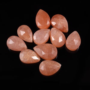 Pfirsich Mondstein Pear Beads: Facettierte Rondell Edelstein Perlen