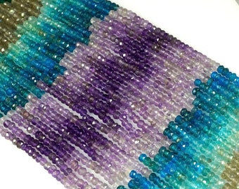 Multi gemstone faceted rondelle Beads, Multi gemstone faceted Beads, Multi gemstone rondelle Beads, Multi gemstone Beads