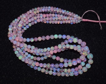 AAA+ Ethiopian Opal Beads: Natural Welo Fire Opal Smooth Rounds (3-6mm)