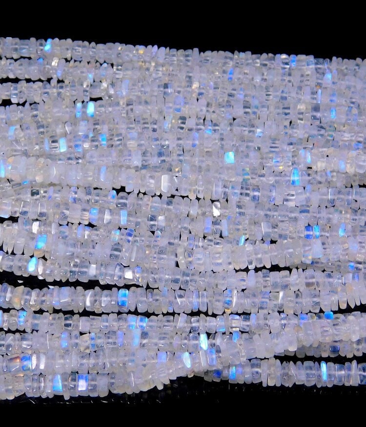 Moonstone Heishi Beads, Rainbow Moonstone Heishi Cut Beads Grade AAA 4.5 mm Moonstone Plain Beads Spacer Beads