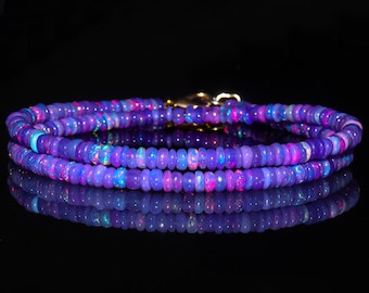 Lavender Fire Opal Beaded Necklace: Vintage October Birthstone