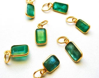 Emerald Charm, 14k Solid Gold Charm, Natural Emerald Charm Pendant, Gold Charm, Handmade Gold Charm, Gold Handmade Pendant Gift For Her