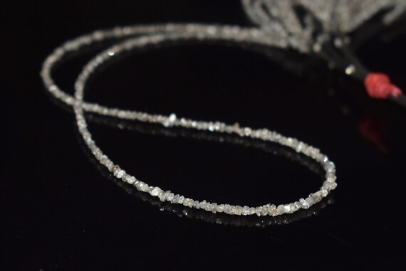 Collier De Perles En Diamants Bruts Gris Naturels 20 Carats (2-3 Mm) - Neuf Sans Emballage