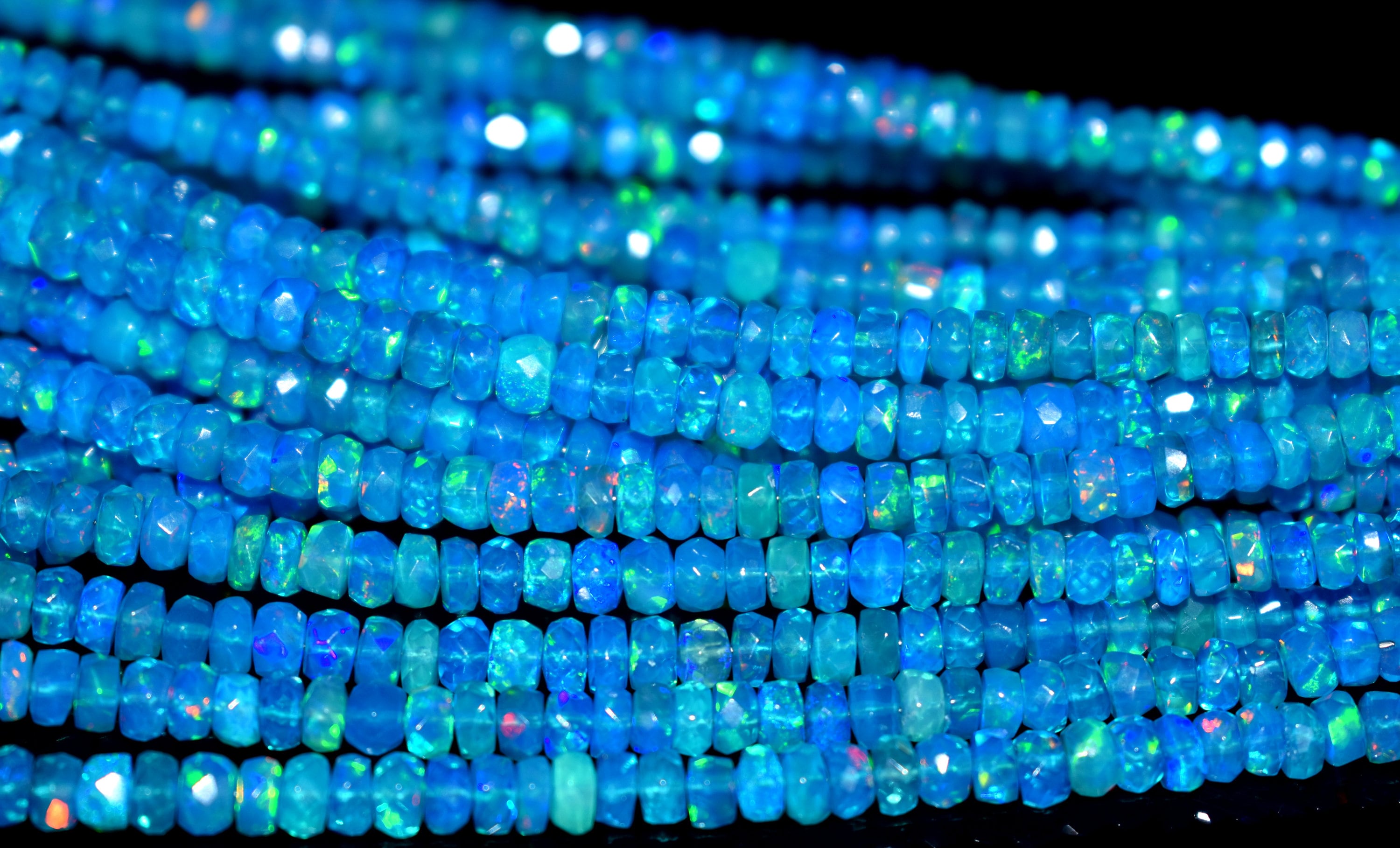 AAA Blue Opal Rondelle Bead Welo Opal Bead Ethiopian Opal Etsy
