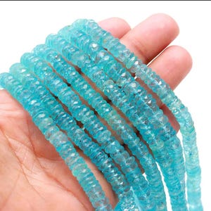 Natural Sky Blue Topaz Rondelle Beads: Faceted Gemstone Beads (6-7 MM)