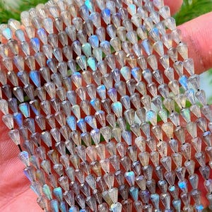 AAA Labradorite Faceted Teardrop Beads: Blue Flash Rondelle, 2.5X4-3X5mm