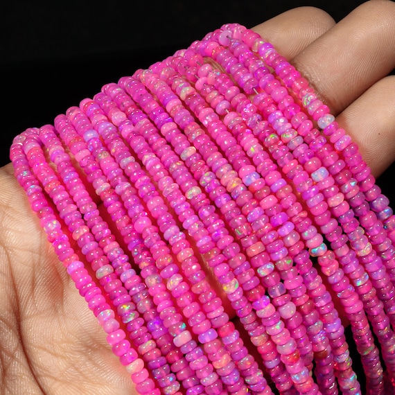 Lavender Ethiopian Opal Beads: Multi Fire Rondelle Gemstone (3-5mm)