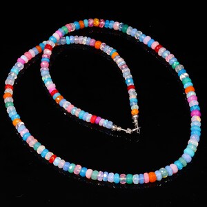 Disco opal beads AAA+ Natural Ethiopian Opal Necklace, Multi Opal Beads, Crystal Opal, Opal Gemstone Rondelle Beads,Opal Necklace 16&#39;&#39; Inch