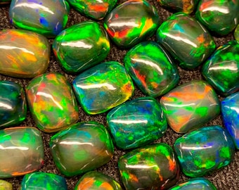 Ethiopian Black Opal Cabochon Lot: AAA Grade Welo Opal Jewelry Making (8-10mm