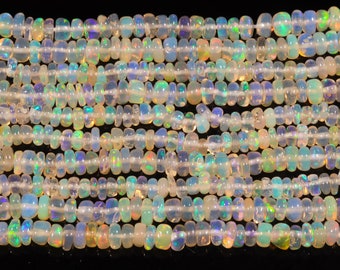 Ethiopian Opal Rondelle Beads, AAA+ Fire Opal, 16 Inch Strand