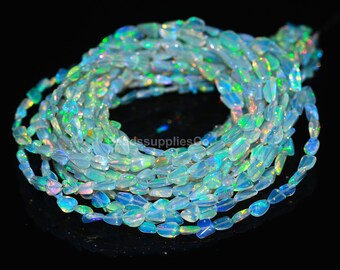 AAA+ Ethiopian Blue Opal Smooth Tumble Beads: Fire Opal Nuggets (8/16'' Inches)