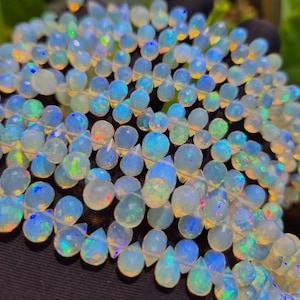 AAA+ Ethiopian Opal Faceted Teardrop Shape Beads Flashy Welo Opal Drop Briolette Natural Fire Opal Beads Opal Jewelry Beads for Wholesale