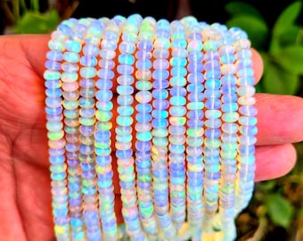 AAA+ Grade ~ Ethiopian Opal Plain Beads, Beaded Opal Beads, Smooth Opal Beads, Fire Opal Beads, Rondelle Opal Beads, Opal Jewelry.
