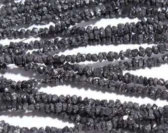 AAA+ Natural Black Diamond Beads: 2-3mm Uncut Rough Strands