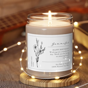 Custom Candle, Personalized Candle, Scented Candle, Birthday Candle, Birth flower Candle, Birth Month Candle