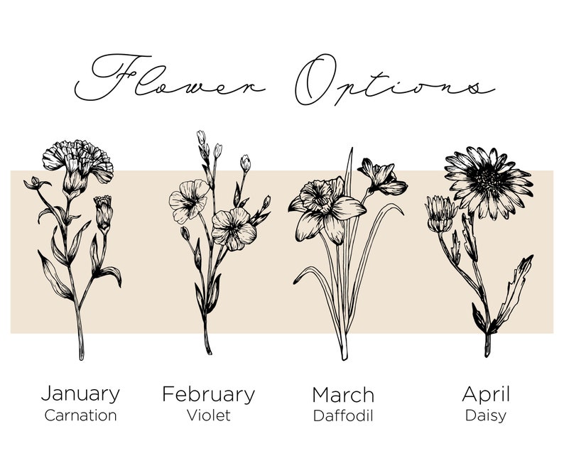 Birth Month Flower Tattoo Floral Tattoo Birth Month Flower Etsy