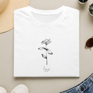 Camiseta personalizada con la flor de nacimiento / Camiseta floral personalizada / Regalo para mamá / Camisetas para la fiesta nupcial