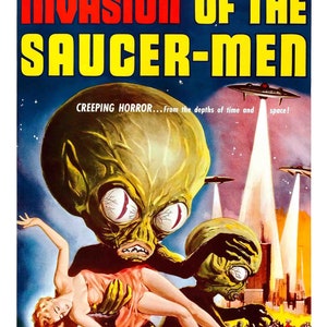 Invasion Of The Saucer Men Movie Poster : Stretched Canvas, Rolled Paper and Framed Print Options