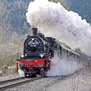 Passenger Steam Train #1 : Stretched Canvas, Rolled Paper and Framed Print Options