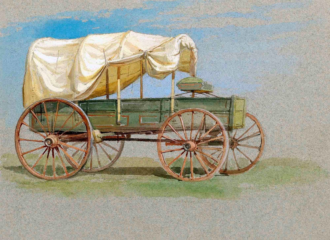 Single Covered Wagon : Stretched Canvas, Rolled Paper and Framed Print ...