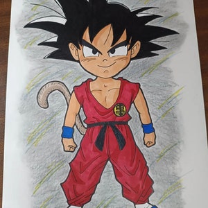 Original Goku Super Hero Portrait Anime Cartoon pencil Drawing A4 Art