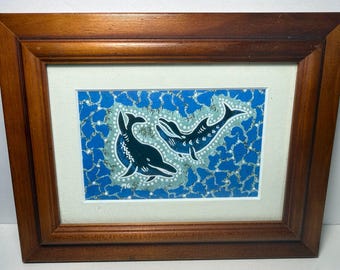 Aboriginal Australian Indigenous Artist Esther Quinlin Dolphin Painting 9" x 7"