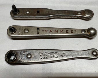 Lot of 3 Vintage Offset Ratcheting Screwdrivers, Yankee, Craftsman No. 4119