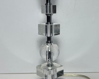 Thomas O'Brien Vintage Modern Chrome & Lucite MCM Style Desk Lamp 14"