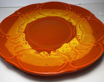 Vintage Maurice of California Orange & Yellow Ceramic Plate 10.5"