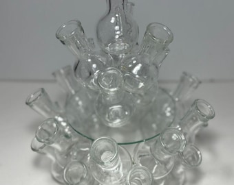 Vintage Clear Glass Attached Bud Vases 3 Piece 25 Vase Tower