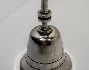 Vintage Silver Plate Brass Bell - Made in Hong Kong 3.75" Tall