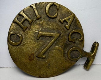 Vintage Handmade Thick Brass "Chicago 7" Belt Buckle