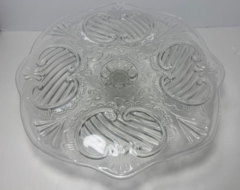 Vintage Clear Glass Footed Cake Stand Pedestal 13"