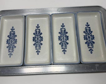 Pfaltzgraff Yorktowne Rectangular Relish Tray with Ceramic Dish Inserts