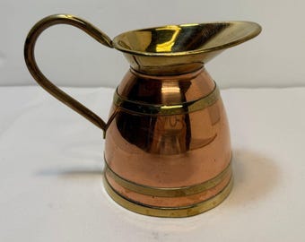Vintage Peerage Copper And Brass Pitcher Made in England 5 1/4"