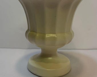 Vintage Haeger Pottery USA White Pedestal Urn Planter Pot Vase 6.5"