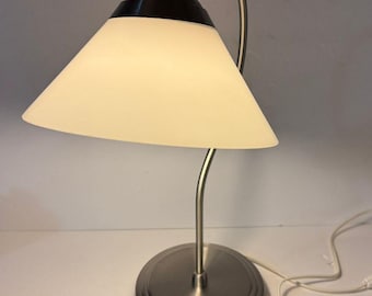 IKEA Kroby Table Desk Lamp White Glass Brushed Nickle Finish