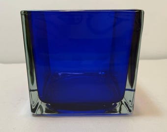 Colbalt Blue Square Glass Vase 5" x 5" x 5"