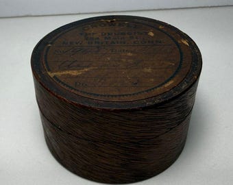 Antique Round Wooden Pill Box Pharmacy Prescription New Britain CT Druggist 1907