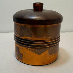 Vintage DUK-IT Small Copper Cigar Tobacco Humidor w/ Bakelite Knob