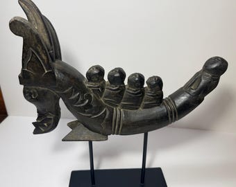 Carved Wooden Naga Morsarang Figure Indonesia Sumatra 12" Long