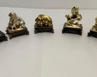 Lot Of 7 Small Feng Shui Good Fortune Zodiac Statue Figurine Decoration