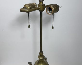 Antique Brass Lucerne Four Spout Whale Oil Lamp Converted to Electric 26"