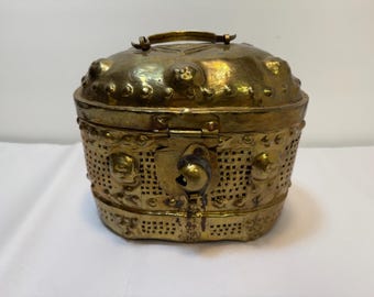 Vintage Turkish Hammam Polished Brass and Copper Soap Box 8" x 5"