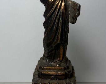 Vintage Statue of Liberty Casted Metal Copper Figurine 8.5" Tall